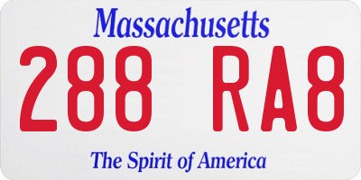 MA license plate 288RA8