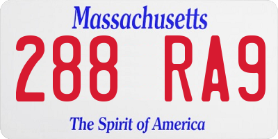 MA license plate 288RA9