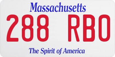 MA license plate 288RB0
