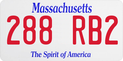 MA license plate 288RB2