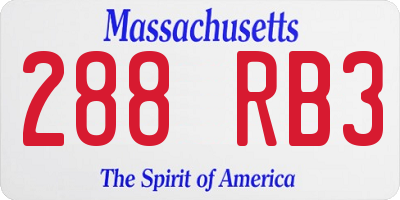 MA license plate 288RB3