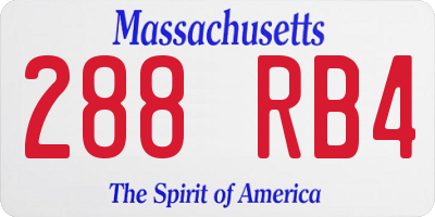 MA license plate 288RB4