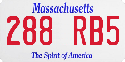 MA license plate 288RB5