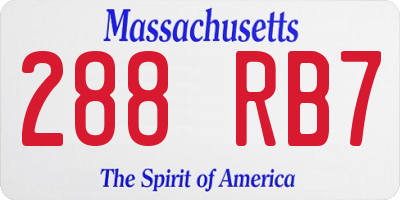 MA license plate 288RB7