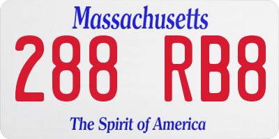 MA license plate 288RB8