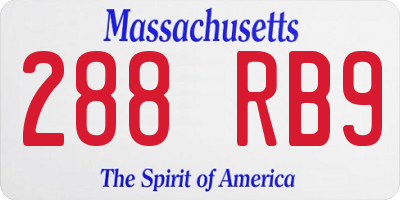 MA license plate 288RB9
