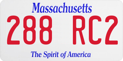 MA license plate 288RC2