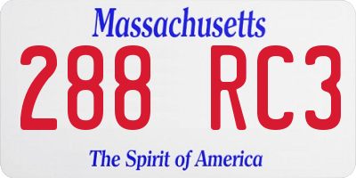 MA license plate 288RC3