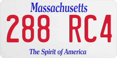 MA license plate 288RC4