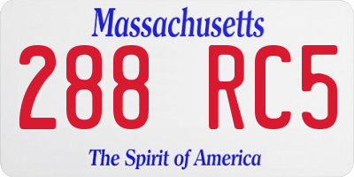 MA license plate 288RC5