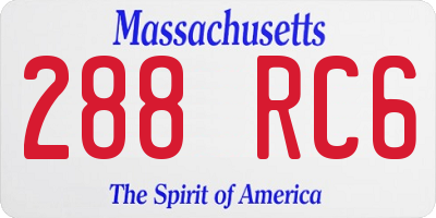 MA license plate 288RC6