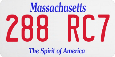 MA license plate 288RC7