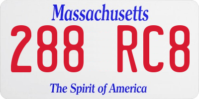 MA license plate 288RC8