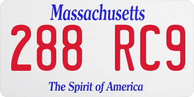 MA license plate 288RC9