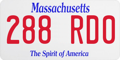 MA license plate 288RD0