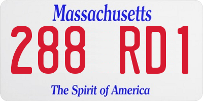 MA license plate 288RD1
