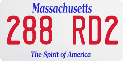 MA license plate 288RD2