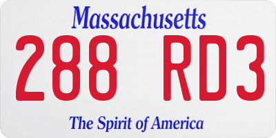 MA license plate 288RD3