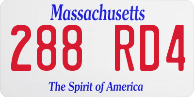 MA license plate 288RD4