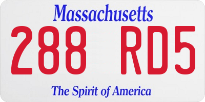 MA license plate 288RD5