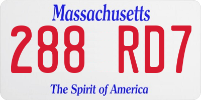 MA license plate 288RD7