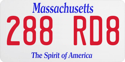 MA license plate 288RD8