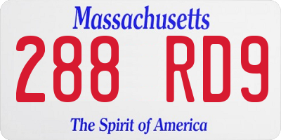 MA license plate 288RD9