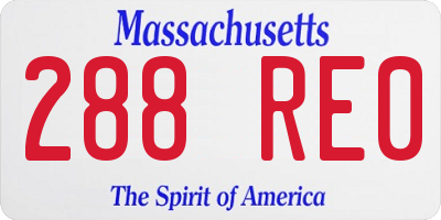 MA license plate 288RE0