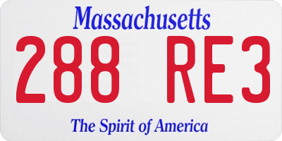 MA license plate 288RE3