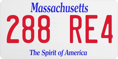 MA license plate 288RE4