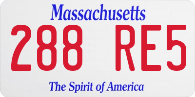 MA license plate 288RE5