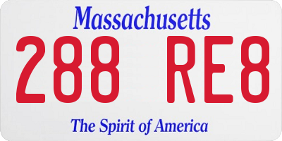 MA license plate 288RE8