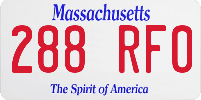MA license plate 288RF0