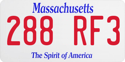 MA license plate 288RF3