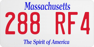 MA license plate 288RF4