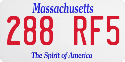 MA license plate 288RF5