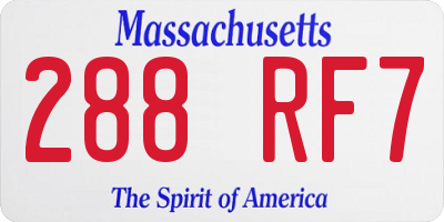 MA license plate 288RF7