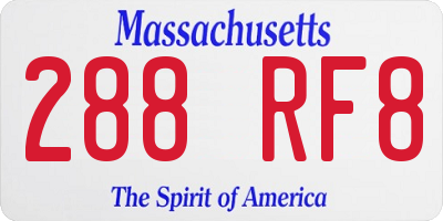 MA license plate 288RF8