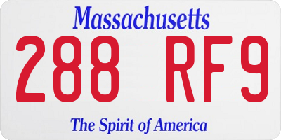 MA license plate 288RF9