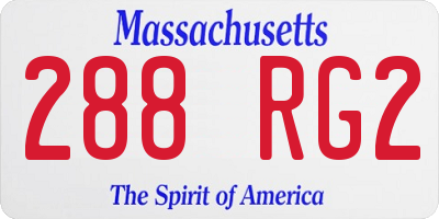 MA license plate 288RG2