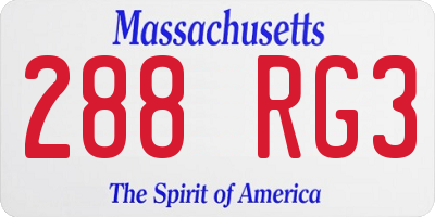 MA license plate 288RG3
