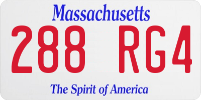 MA license plate 288RG4