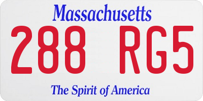 MA license plate 288RG5