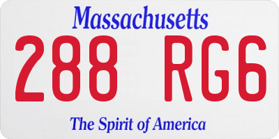 MA license plate 288RG6