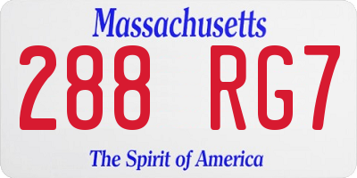 MA license plate 288RG7