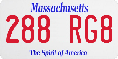 MA license plate 288RG8