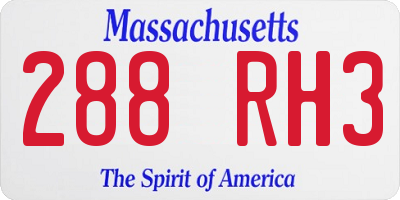 MA license plate 288RH3
