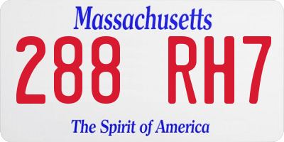 MA license plate 288RH7