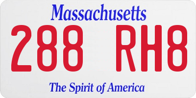 MA license plate 288RH8