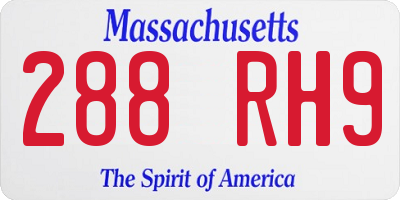 MA license plate 288RH9